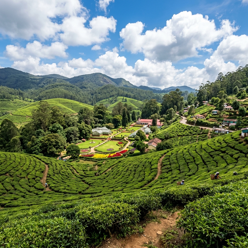 Lush green Nilgiri hill slopes of Ooty